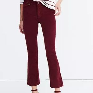 Madewell Burgundy Velvet Cali Demi Boot Pants
